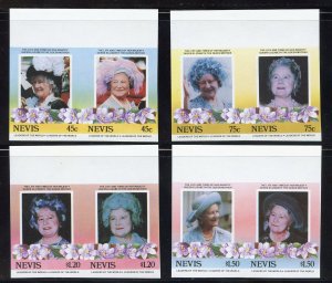 Nevis 427-30 MNH, Queen Mother's 85th. Birthday Imperf Set from 1985.