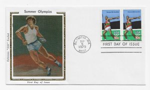 US 1790 10c Olympics Decathlon pair on FDC Colorano Silk Cachet ECV $15.00