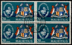 Mauritius #324 Dodo & Crest Block of 4 Used CV$1.50