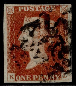 GB QV SG7, 1d red-brown BLACK PLATE 8, FINE USED. Cat £240. KL