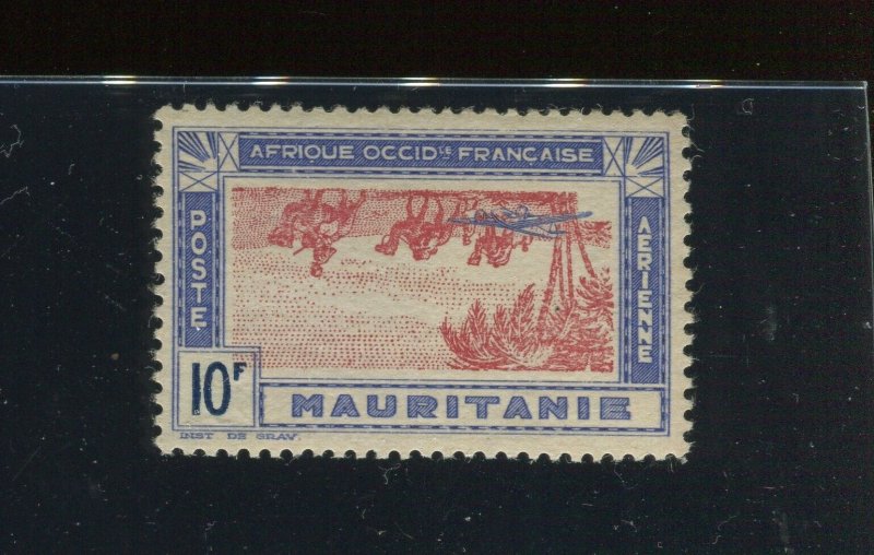 MAURITANIA C11a (Yvert PA15a) 10fr Ultramarine & Henna Air Post, Center Inverted