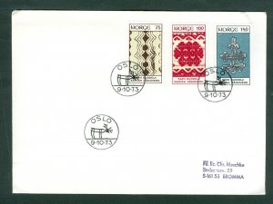 Norway. 1973 FDC . Samer, Lapp Handicraft. Sc# 623-24-25.  Adr: Bromma