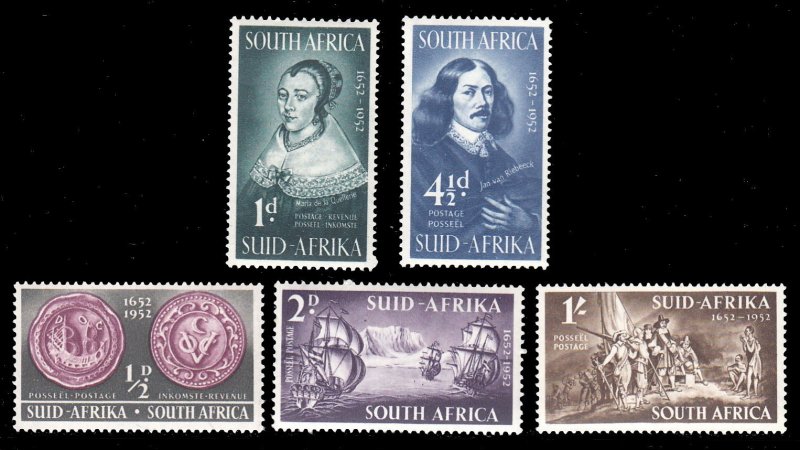 South West Africa SWA 1952 -  Cape of Good Hope Issue Ovpt MNH  set # 166-170