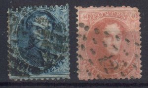 BELGIUM STAMPS, 1863. Mi.#12B, 13B, USED