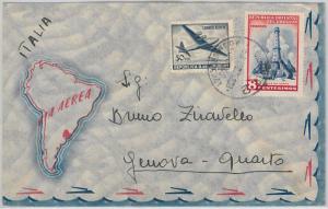 ARGENTINA -  POSTAL HISTORY -  AIRMAIL COVER  to ITALY 1958 - LIGHTHOUSES