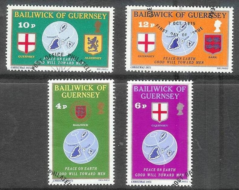 Guernsey 1975 Christmas set of 4 used, Scott #127-130