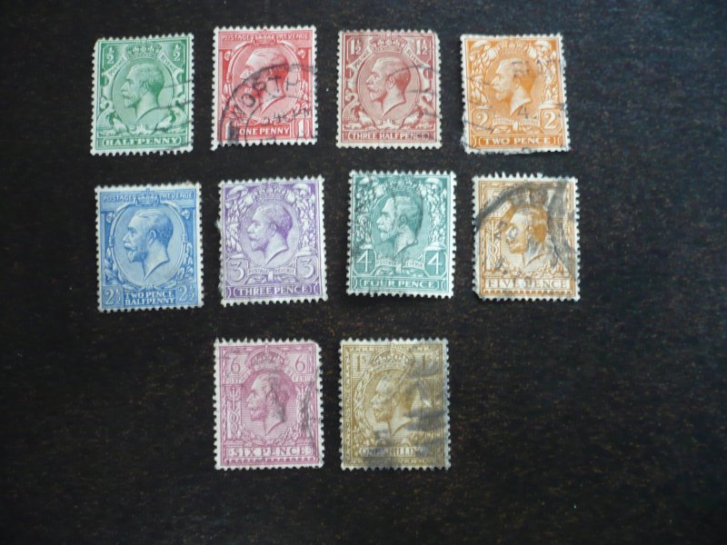 Stamps - Great Britain - Scott# 187-195, 200 - Used Part Set of 10 Stamps