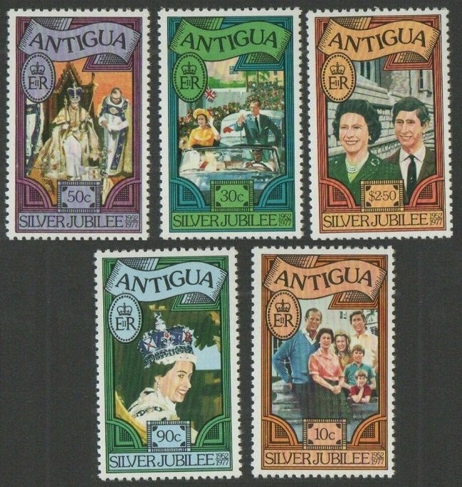 1977 Antigua 453-457 25 years of the coronation of Elizabeth II