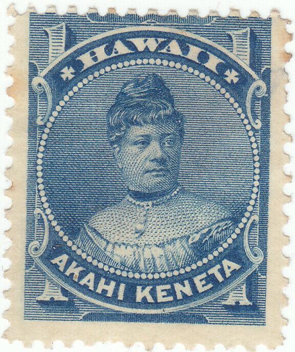 Hawaii, Scott #37 - 1c Blue - Mint Hinged