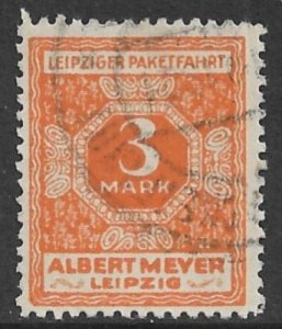 GERMANY / LEIPZIG 1915 3mk Paketfahrt Albert Mayer Local Mi.A34 VFU