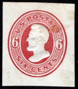 Scott U85, 6c dark red, Used, Cut Square Envelope, Lincoln, 1870-1, USA BOB