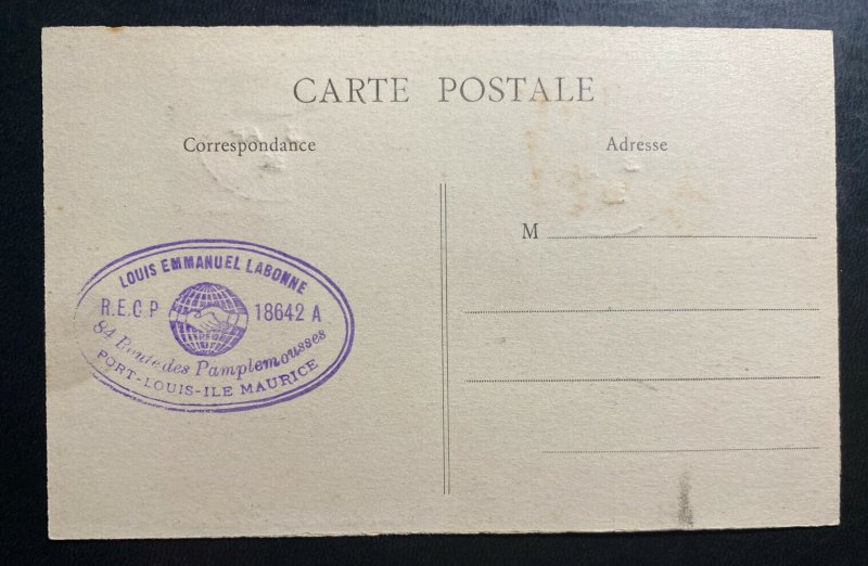 1930 Port Louis Railway TPO Mauritius Real Picture Postcard Cover Cocoanut Trees 