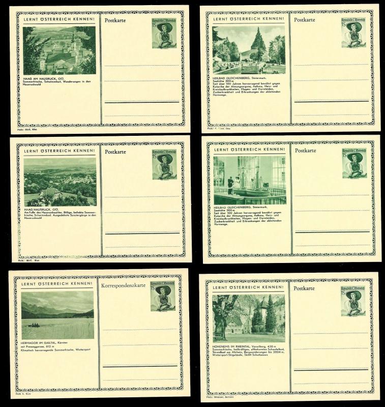 AUSTRIA (120) Scenery View Green 1 Shilling Postal Cards c1950s ALL MINT UNUSED