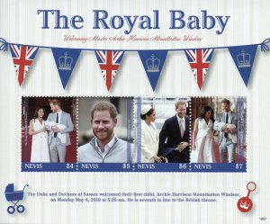 Nevis 2019 MNH Prince Archie Royal Baby Harry & Meghan 4v M/S Royalty Stamps