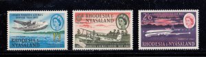 Rhodesia & Nyasaland Scott #180-182 MH