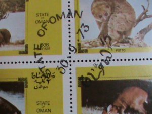 OMAN STAMP 1973 COLORFUL LOVELY WORLD ENDANGER ANIMALS-CTO MINI SHEET VF