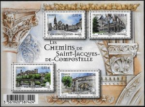 FRANCE 2014 Religion: Roads of St. James (Jacques). Souvenir sheet, MNH