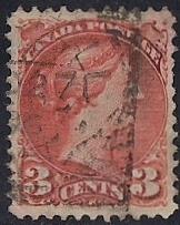 Canada #37B 3 cent Queen Victoria, Indian Red Stamp used VF