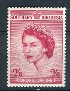 RHODESIA; 1953 early QEII Coronation issue fine Mint hinged 2s. 6d. value