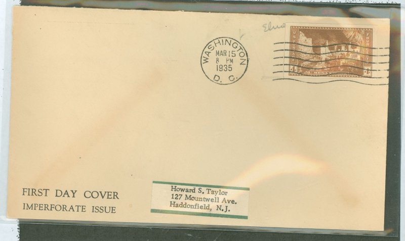US 759 1935 4c Mesa Verde (part of the Natl Parks series) imperf/Farley special printing on an addressed (label) FDC with a gene