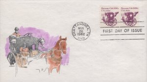 Jean Claus Hand Painted FDC for the 1982 10.9c Bulk Rate Hansom Cab Coil