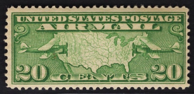 US #C9 20c Yellow Green Map of US w/ Two Planes  MINT NH SCV $12.50