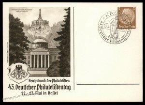 Germany 1937 RdP KASSEL Stamp Show Private Postal Card Cover Advertising  G99221