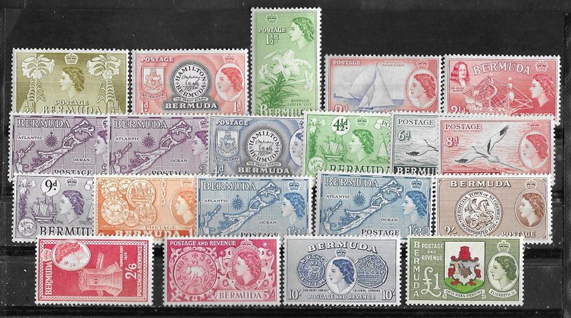 Bermuda # 143-162  QE II Definitives  1953-1958 (20)    VLH /NH  Unused