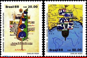 2132-33 BRAZIL 1988 ABOLITION OF SLAVERY, ANTI RACISM, MI# 2250-51 C-1583-84 MNH