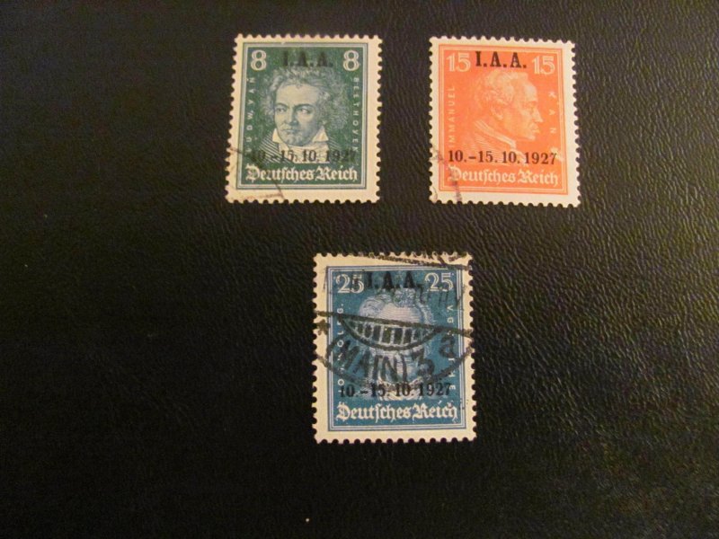 GERMANY 1927 USED  363-365 OVERPRINTS SET XF 250 EUROS (113)