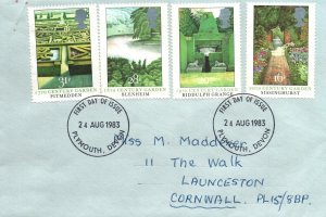 GREAT BRITAIN SG 1223-1226 BRITISH GARDENS ISSUE COVER FIRST DAY OFF ISSUE 1983
