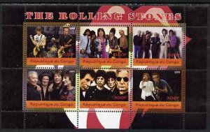 CONGO KIN. - 2009 - The Rolling Stones - Perf 6v Sheet - MNH - Private Issue