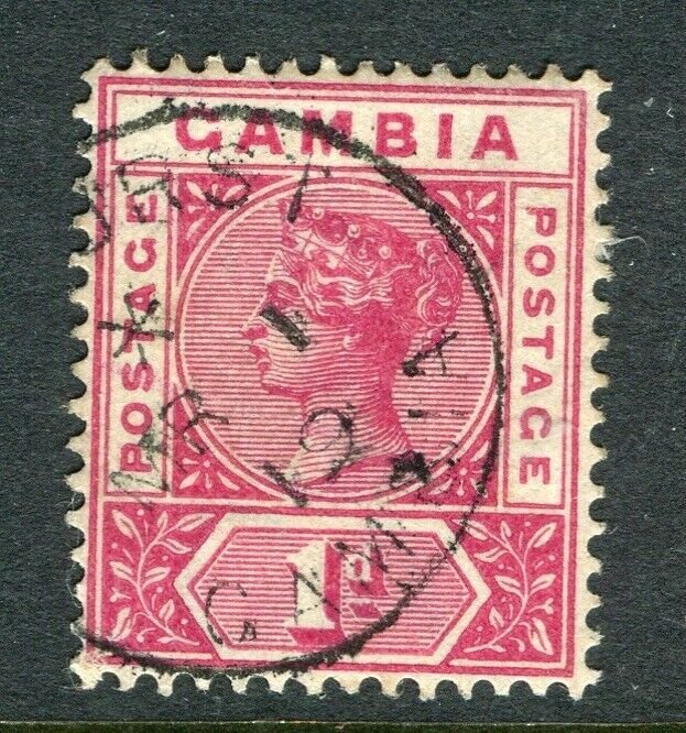 GAMBIA; 1898 early QV issue fine used 1d. value, fair Postmark