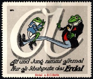 Vintage Germany Poster Erdal ABC Letter Series Frogs Old And Young Always Only