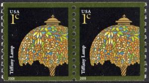 SC#3758A 1¢ Tiffany Lamp Coil Pair (2008) MNH