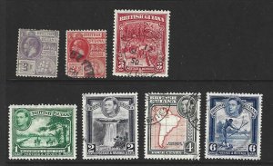 British Guiana Used Min Lot of 7 Different Stamps 2017 CV $2.65