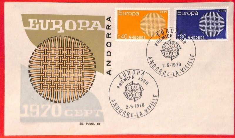 aa0374 - French  ANDORRA - POSTAL HISTORY -  FDC COVER   EUROPA CEPT 1970