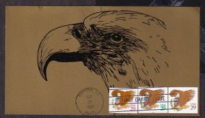 1992 Eagle & Shield 29c Sc 2595, 2596, 2597 FDC unknown gold cachet