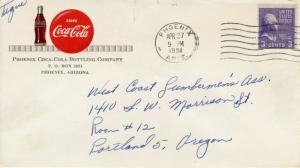 U.S. Scott 807 3 Cent Prexie/Prexy on 1951 Coca-Cola Ad Cover