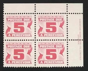 Canada J32a Plate Block UR VF MNH