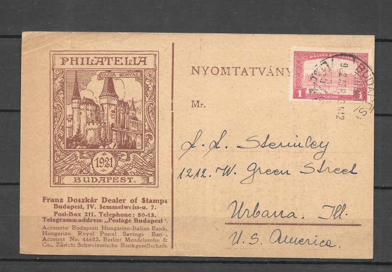Two Covers   Hungary Stamp Dealer  Franz Doszkar
