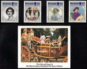 BERMUDA 1985 Queen Mother 80th Birthday; Scott 469-73, SG 494-98; MNH