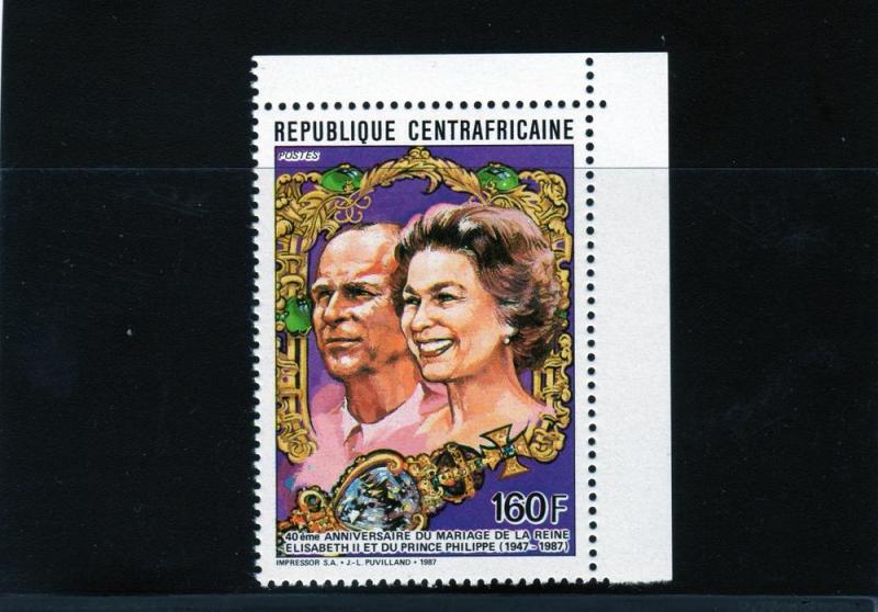 Central African 1988 40th.Ann.Q.Elizabeth Wedding Set+SS MNH