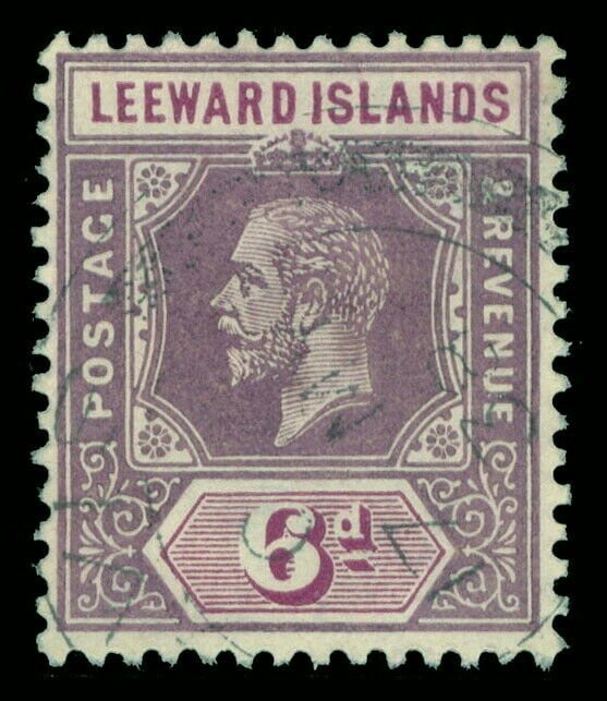 Leeward Islands 1913 KGV 6d dull & bright purple very fine used. SG 53. Sc 53.