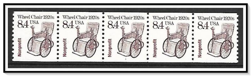 US Precancel #2256 Wheel Chair Coil Strip Plate #1 MNH