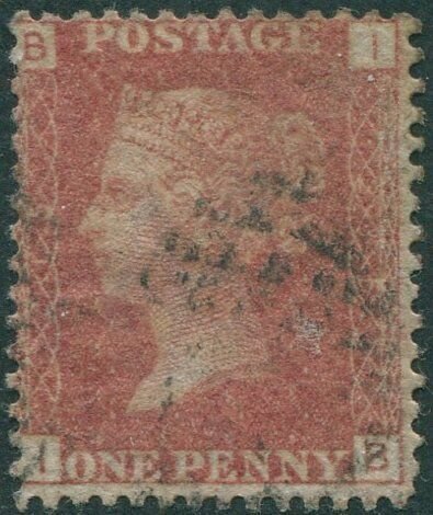 Great Britain 1858 SG43 1d red QV BIIB plate 215 fine used (amd)