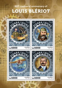 Sierra Leone 2016 MNH Louis Bleriot 80th Memorial 4v M/S Aviation Stamps