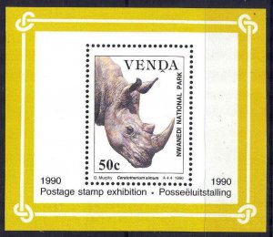 Venda RSA 1990 Nwanedi National Park Rhinoceros S/S Mi. Bl.6 MNH