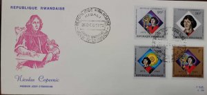 O) 1973 RWANDA, NICOLAUS COPERNICUS,  ASTROLABE, HELIOCENTRIC SYSTEM, FDC XF