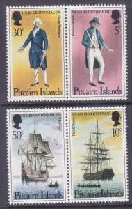 Pitcairn Islands 156-59 (158a-159a) 1976 American Bicentennial Pairs Set VF